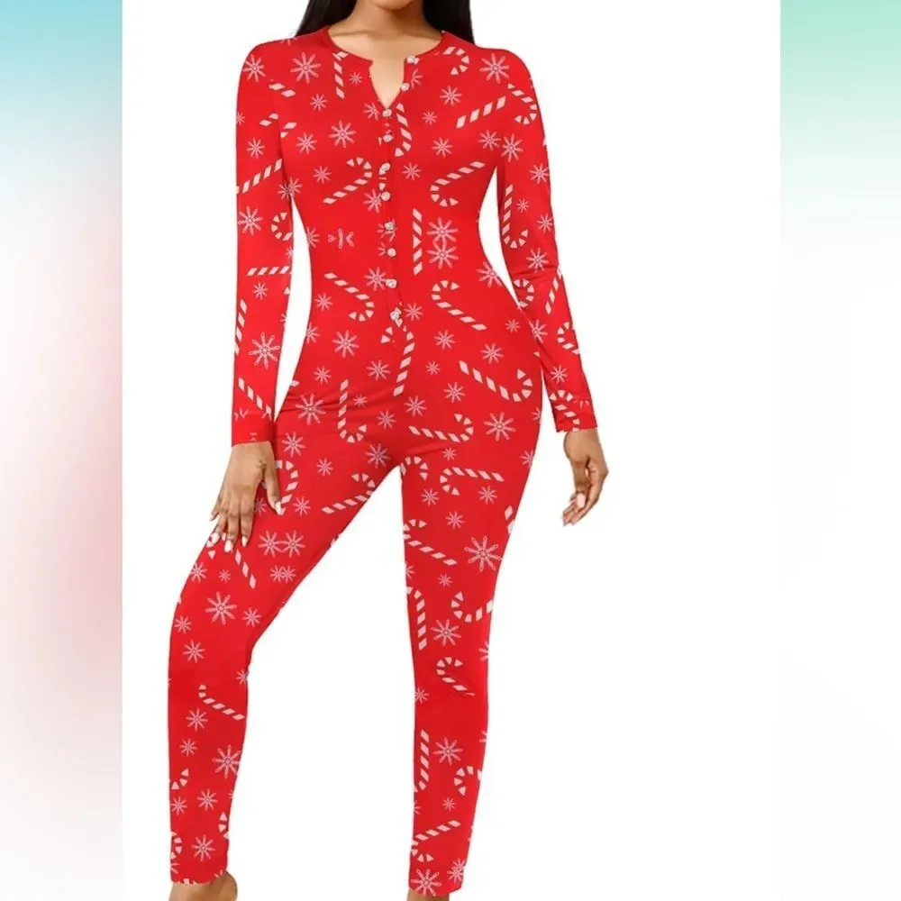 NEW Candy Cane Onesie Pajamas M